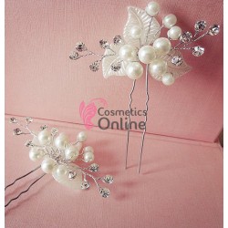 Ac metalic pentru par ACM028 Argintiu cu perlute